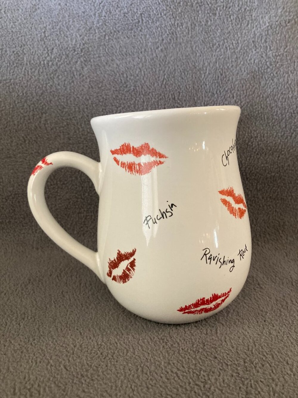 Mary Kay Ceramic Coffee Mug with Lipstick Kiss Prints